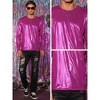 Lars Amadeus Men's Long Sleeves Crew Neck Shiny Club Disco Metallic T-Shirts - 4 of 4
