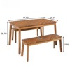 VisioGear 3 Pieces Table Bench Dining Set With 2 Benches, Picnic Beer Table for Patio, Porch, Garden, Poolside, Natural, 49.75"*29.5"*29.75" - 3 of 4