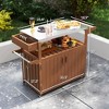 Outdoor Bar Cart with Storage, Stainless Steel Outdoor Bar Table Top, Wheeled HDPE Kitchen Island for Food Prep - 3 of 4