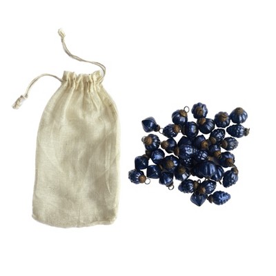 Storied Home Embossed Mercury Glass Ornaments in Muslin Bag, Blue, Set of 36