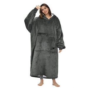 Catalonia Woman Man Full Body Blanket Hoodied Oversized Sweatshirt, Super Warm Soft Fuzzy Wearable Fleece Flannel Blanket, Cozy Gift for Wife Women - 1 of 4