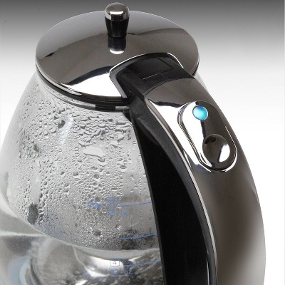Capresso 48 oz Black and Chrome Glass Electric Kettle