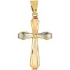 14k Yellow Gold 1" Fluted Tri-Color Cross Charm Pendant with optional Adjustable Chain Necklace - 4 of 4
