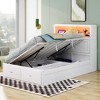 Whisen Wood Hydraulic Platform Bed with Storage LED Headboard, Charging Station and 2 Drawers - 2 of 4