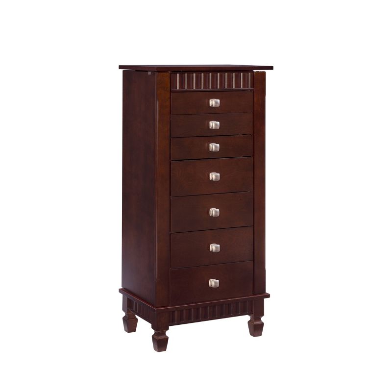 Tierra Traditional Wood 7 Lined Drawer Jewelry Armoire Merlot Brown - Powell, 1 of 16