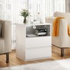 FONTOI End Table Two Drawer End Table Modern Wood Storage Cabinet Stylish Accent Furniture for Living Room Bedroom, White, 19.68"*15.74"*23.62" - 3 of 4