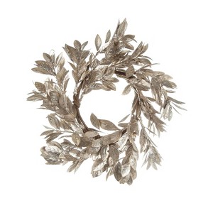 Gulches Set of 6 Luxurious 12" Champagne Gold Boxwood Candle Rings - Elegant Decorative Wreaths for Tabletop Centerpieces and Seasonal Displays - 1 of 4