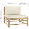 vidaXL 3 Piece Patio Lounge Set with Cream White Cushions Bamboo - 4 of 4