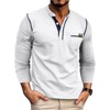 Attraco Men's Long Sleeve Henley Shirt Color Block Casual Pocketed T-Shirt Tops - 2 of 4