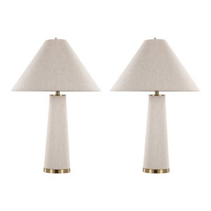 LumiSource Set of 2 Kona 28" Contemporary Table Lamp in Brass Metal and Natural Linen from Grandview - 1 of 4