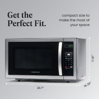 Sleek Stainless Steel 1.1 Cu Ft Countertop Microwave with Child Lock