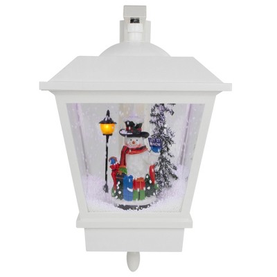 White LED Lighted Musical Snowman Christmas Street Lamp Decoration