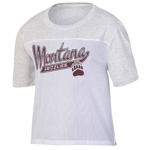 NCAA Montana Grizzlies Women's White Mesh Yoke T-Shirt - L