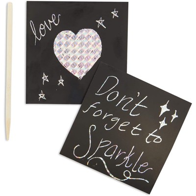 Bright Creations 200 Sheets Holographic Scratch Off Notes with 2 Wood Styluses Sticks, Arts and Crafts (3.5 in)
