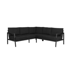 Linon Lark Aluminum Sectional Sofa Black
