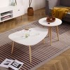 Syemin End Tables Egg Shape Coffee Table, Simple Center Table, 2 Tier Cocktail Table Sofa Table,Oval Coffee Tables, White, 37.4"*27.56"*16.14" - 2 of 4