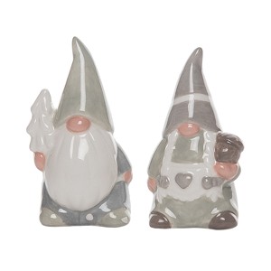 Transpac Dolomite 3.25 in. Gray Christmas Birch Gnome Salt and Pepper Shakers Set of 2 - 1 of 4
