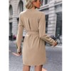 Coolmee Women's Midi Shirt Dress Casual Long Sleeve Button Down Loose Tie Waist Adjustable Sleeve Work Dresses - 4 of 4