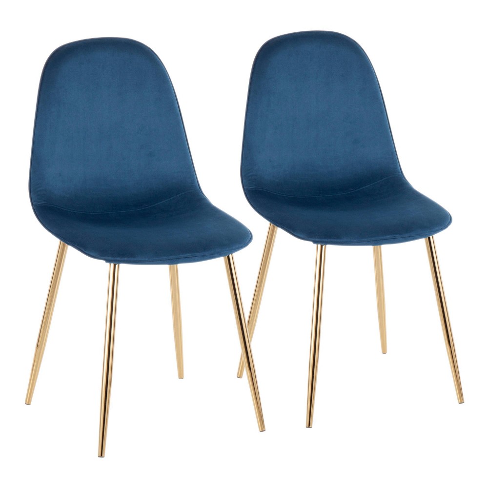 Photos - Chair Set of 2 Pebble Contemporary Dining  Gold/Blue - LumiSource