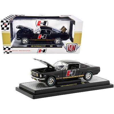 1966 Ford Mustang GT 2+2 Black with Gold Stripes "Hurst" Limited Edition to 6880 pieces Worldwide 1/24 Diecast Model Car by M2 Machines