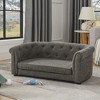DOMETOUR Arc-Backrest Linen Pet Sofa with Armrests, Soft Cushion, Rectangular, Dark Grey - 4 of 4