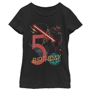 Girl's Star Wars Darth Vader 5th Birthday Abstract Background T-Shirt - 1 of 3