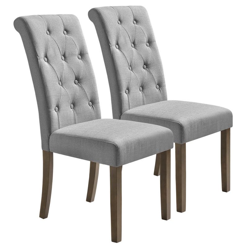 Set of 2 Aristocratic Solid Wood Tufted Dining Chair-ModernLuxe, 5 of 8