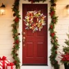 24 Inch Pre-Lit Christmas Wreath, Red Gold Artificial Wreath with Ball Ornaments, Golden Leaves and Berries for Front - 4 of 4