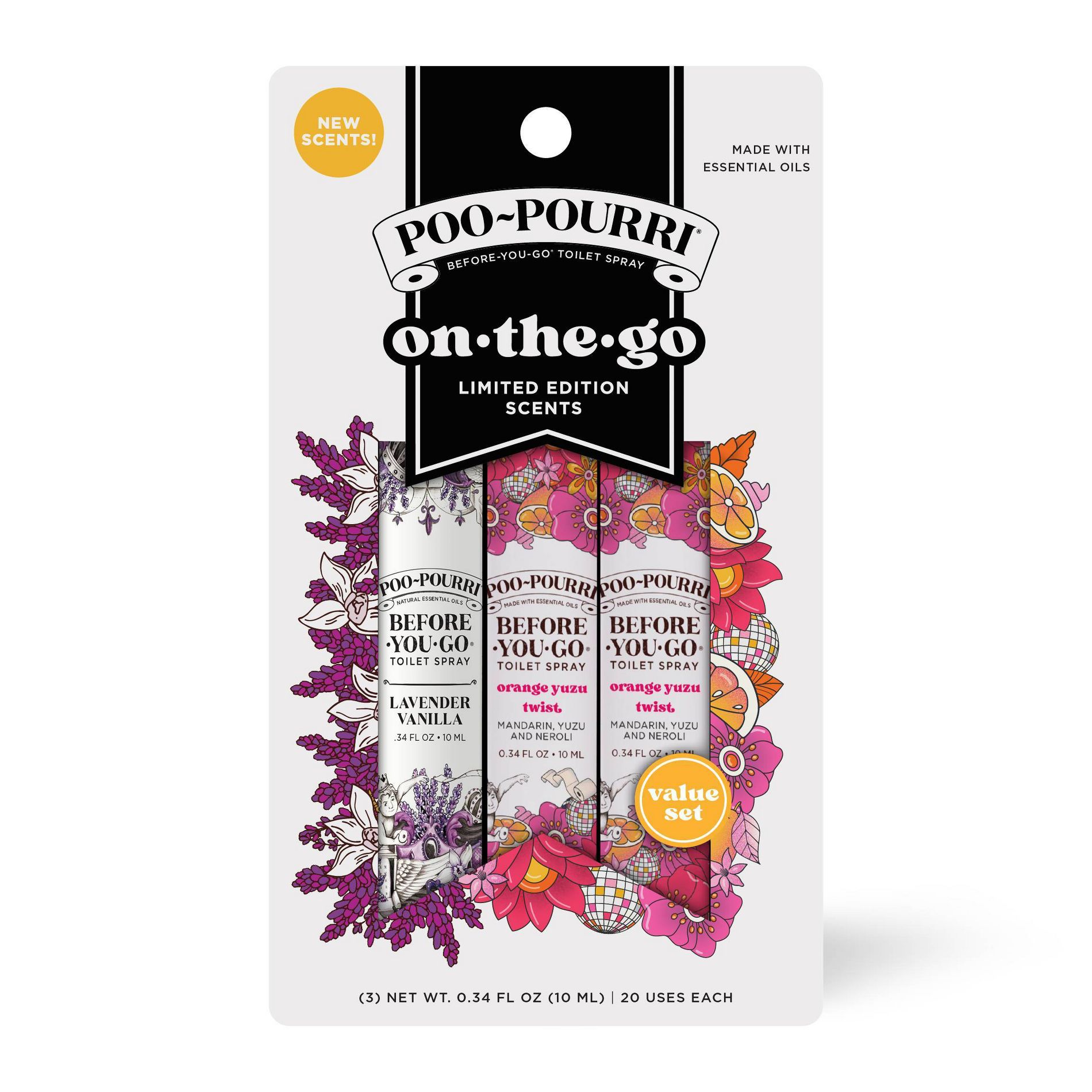 Poo-Pourri 3pk Spring 2025 Edition 'On The Go' Toilet Spray 10ml