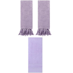 REGALWOVEN 3 Packs Striped and Tassels Hand Towels for Bathroom 14" x 30" - 1 of 4