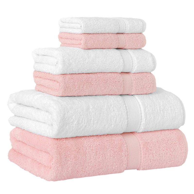 6pc Turkish Cotton Sinemis Terry Bath Towels Pink/White - Linum Home Textiles, 2 of 11
