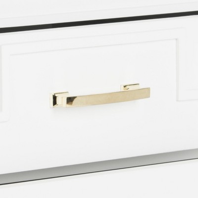 Transitional White 3-Drawer Nightstand with Greek Key Design