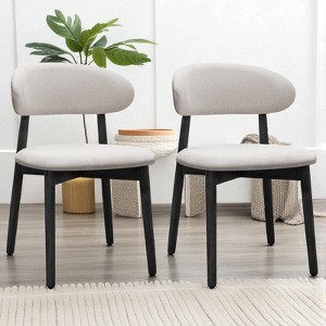 Set of 2 Upholstered Dining Chairs with Cotton-Linen Fabric and Solid Wood Legs, Modern Armless Kitchen Chairs for Dining Room, Living Room - 1 of 4