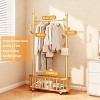 Hall Tree Coat Tree Hanging Rack, Shoe Rack Organizer,Metal Laundry Hamper Clothes Storage Organizer with Lockable Wheels - 3 of 4