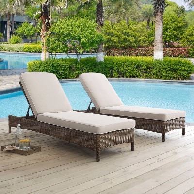 Bradenton Sand and Brown Adjustable Wicker Outdoor Chaise Lounge