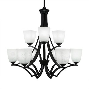 Toltec Lighting Zilo 9 - Light Chandelier in  Matte Black with 4.5" Square White Muslin Shade - 1 of 1