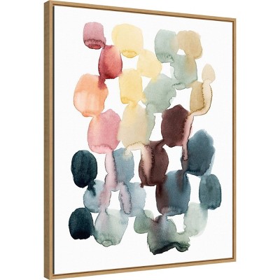24" x 31" Multicolor Abstract Watercolor Canvas Print with Polystyrene Frame
