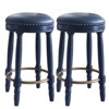 FONTOI 2PCS 360° Swivel Bar Stools, 26" Counter Height Stools with Upholstered Seat, Dark Blue, 17.5"*26.25"*17.5" - 2 of 4
