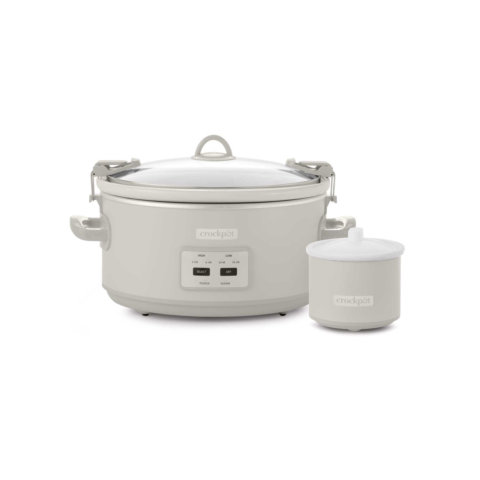 Crock-Pot Designer Series 7qt Slow Cooker with Bonus Little Dipper Mushroom: 4 Settings, Stoneware, Stainless Steel, Keep Warm