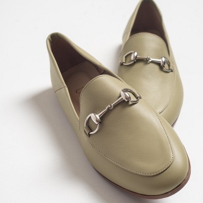 Penny - Olive Green Leather Horsebit Loafers | Forever & Always Shoes