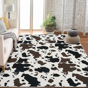 Cow Print Rug - Washable Western Style Area Rug, Cute Milk Cow Pattern Decorative Carpet for Living Room & Bedroom - 1 of 4