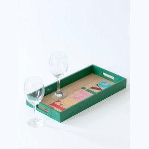 Shiraleah Green 18" Rectangle "Festive" Tray - 1 of 4
