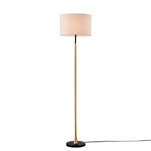 DOMETOUR Matte Black+Gold Industrial Floor Lamp for Living Room/Bedroom/Office, Beige Shade, Tall Standing Lamp (Bulb Not Included) - 1 of 4