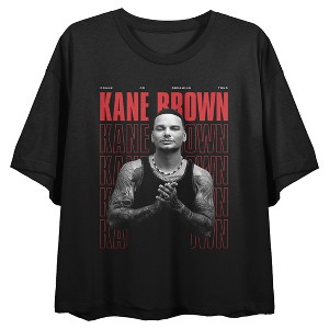 Kane Brown Tour Locations Crew Neck Short Sleeve Women's Black Crop Top - 1 of 4