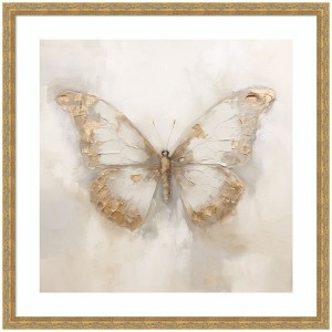 Kate and Laurel Framed Art Butterfly Neutral 2 by The Creative Bunch Studio, 26x26, Mila Dark Gold - 1 of 4