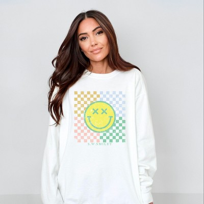 Simply Sage Market S.W.Smiley Four Square Smiley Face Garment Dyed Sweatshirt