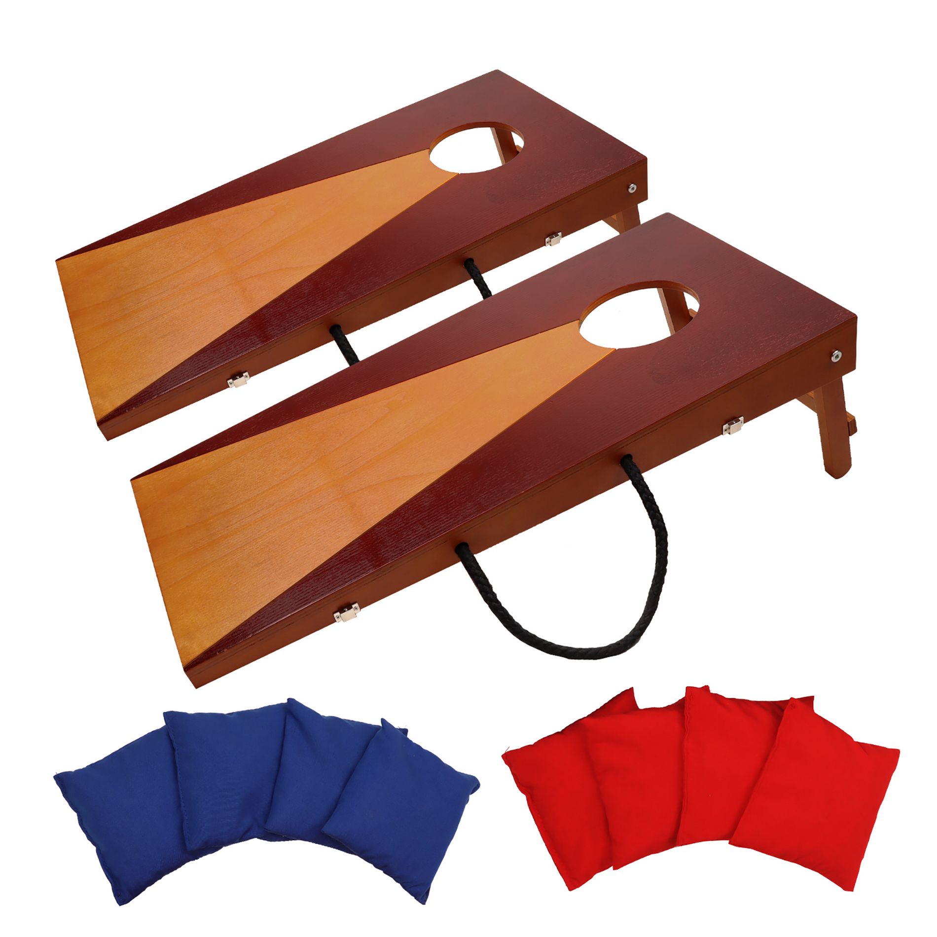 GSE 2'x1' Wooden Portable Cornhole Set, Corn Hole Toss Games Set with 2 Wooden Cornhole Boards and 8 Bean Bags