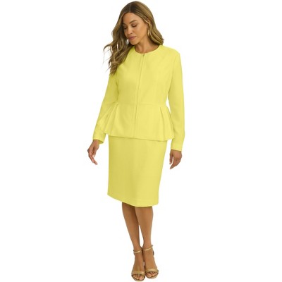 Jessica London Women's Plus Size Collarless Peplum Skirt Suit