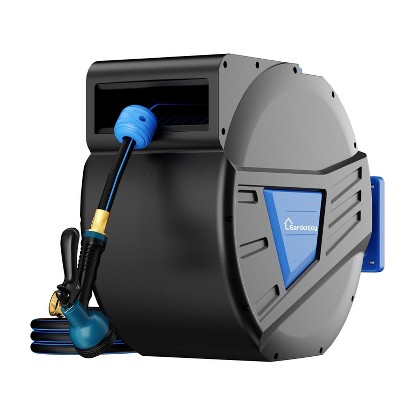 GardenJoy Retractable Garden Hose Reel with 180° Swivel and Auto-Retract