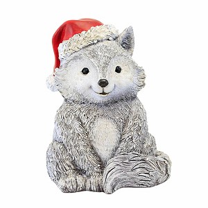 Roman 9.0 Inch Fox Pudgy Pal In Santa Hat Garden Statue Animal Christmas Animal Figurines - 1 of 3